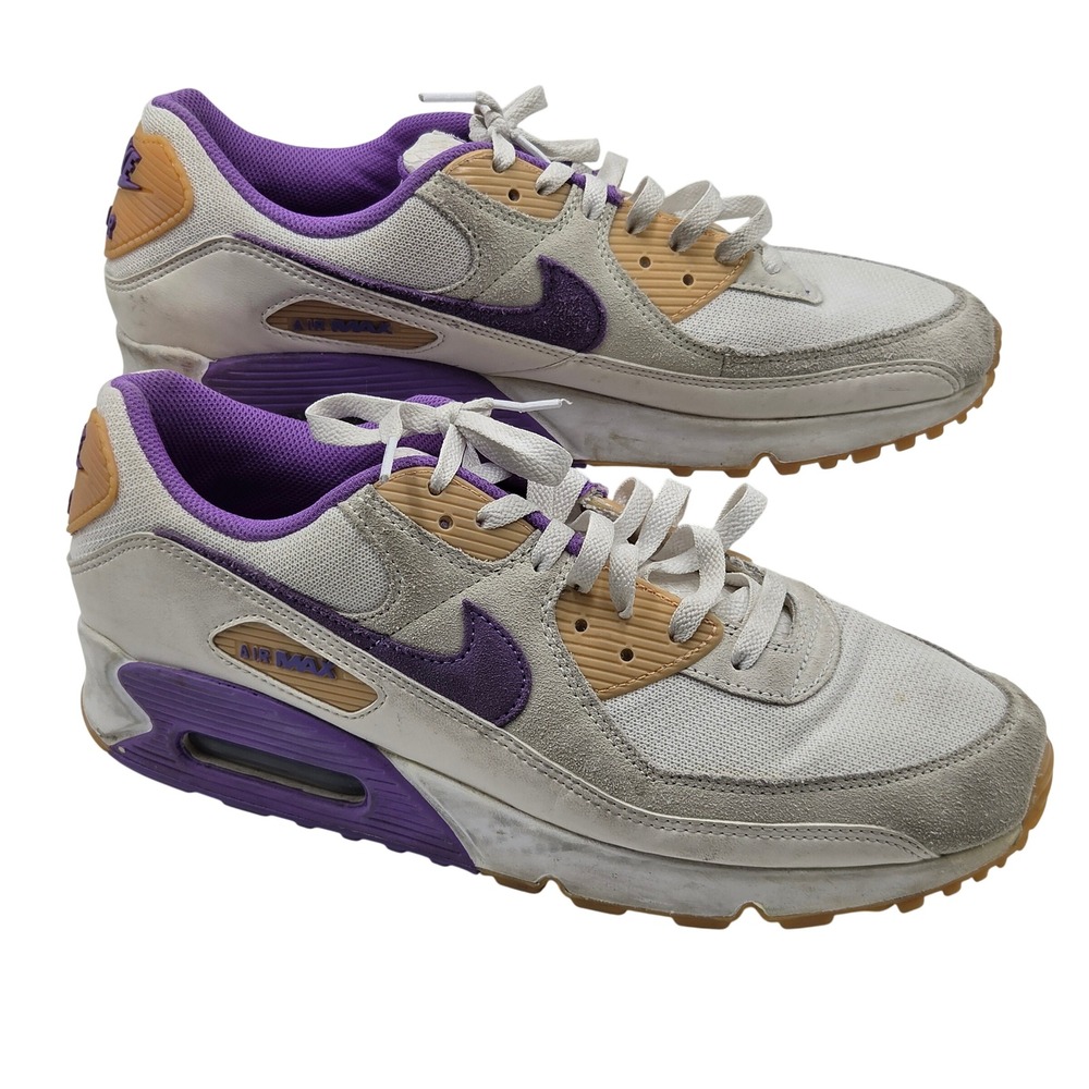 Nike Air Max 90 Sneakers Mens 12 White Court Purple Wolf Grey DM0029-102